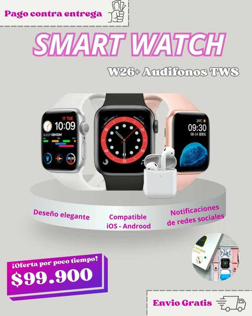 Smart Watch W26 Pro Max + Audifonos Inalambricos - Electicarshop