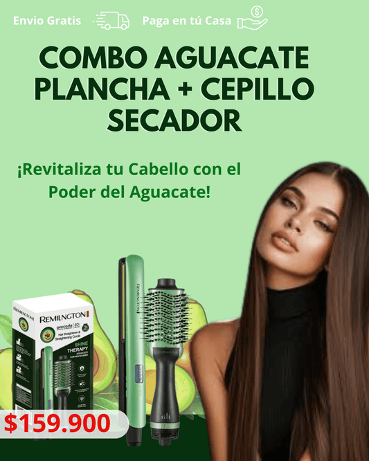 COMBO AGUACATE PLANCHA + CEPILLO SECADOR