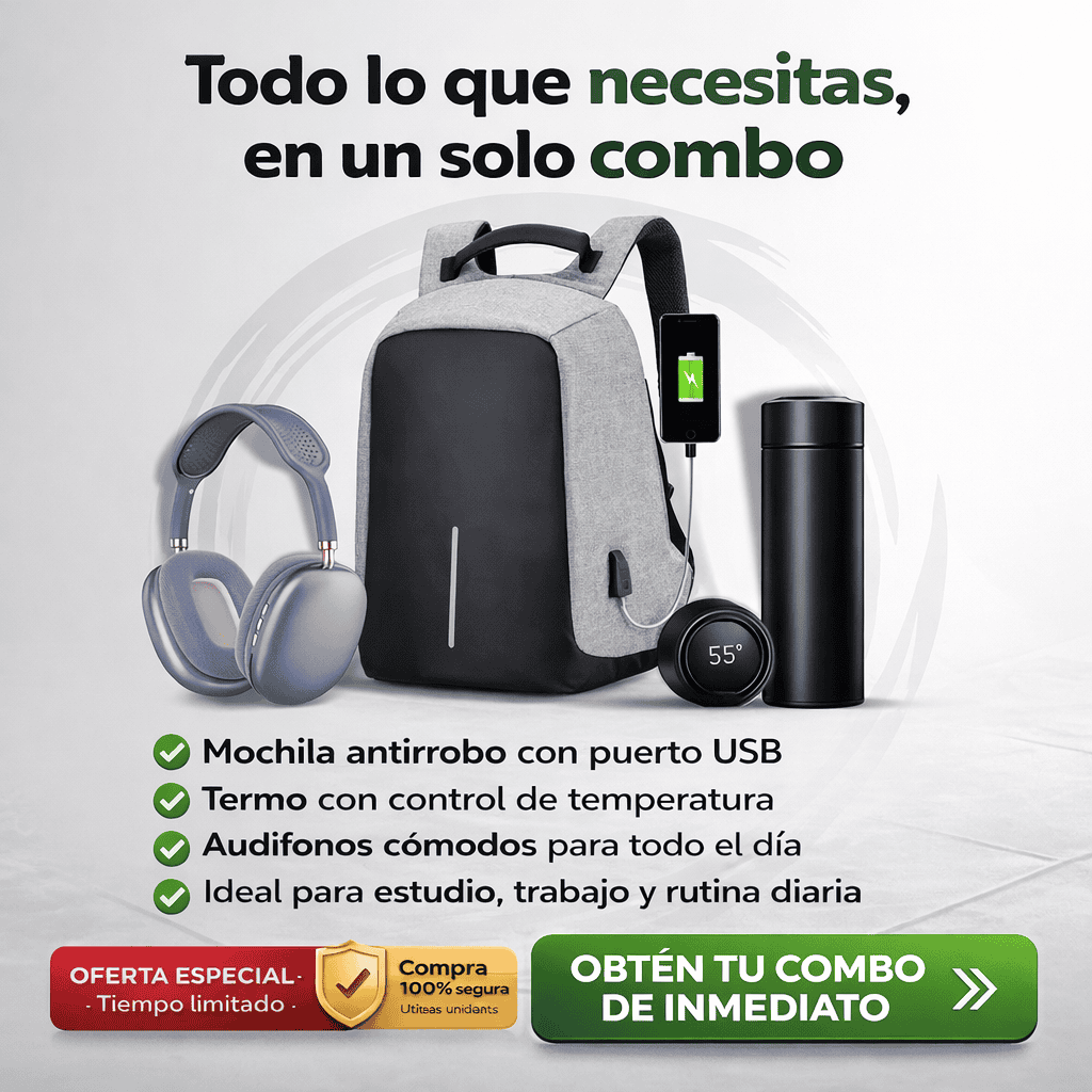 MALETA ANTIROBO + TERMO INTELIGENTE + GRATIS AUDIFONOS