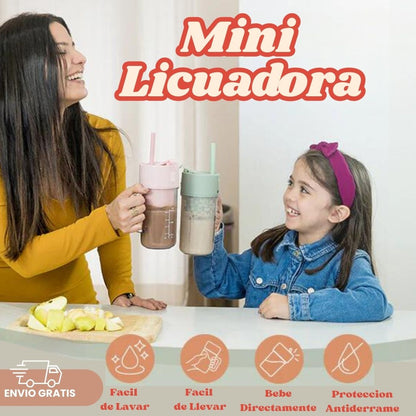 Mini Licuadora Con Vaso y Pitillo Eléctrica