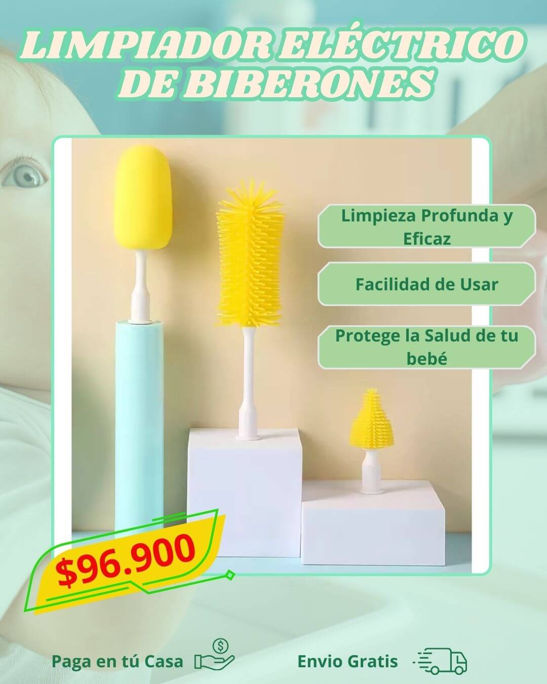 JUEGO DE CEPILLOS ELÉCTRICOS PARA BIBERONES - Electicarshop