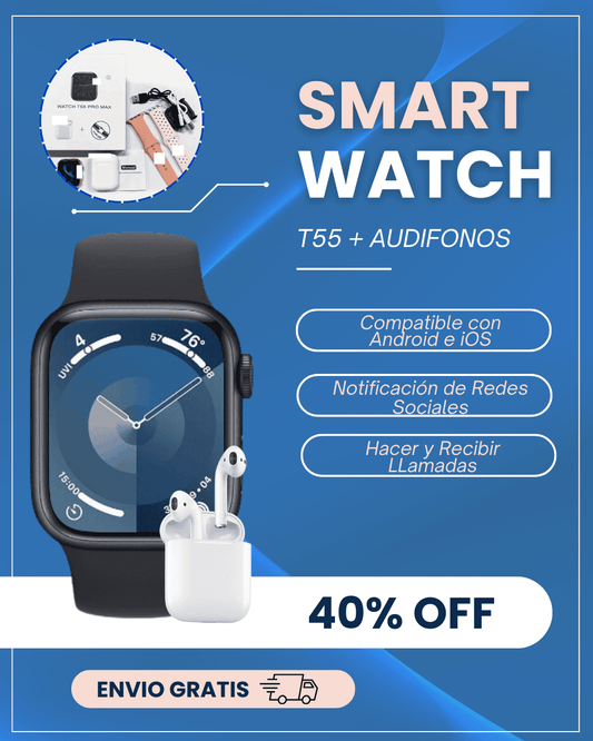 SMART WATCH T55 RELOJ +AUDIFONOS - Electicarshop